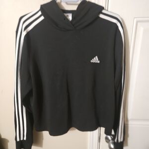 Adidas Women's Black Sweater with White Stripes